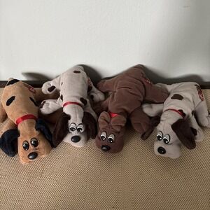 Vintage‎ Tonka Pound Puppies Mini 8" Stuffed Dog Plush Brown Black Gray Lot